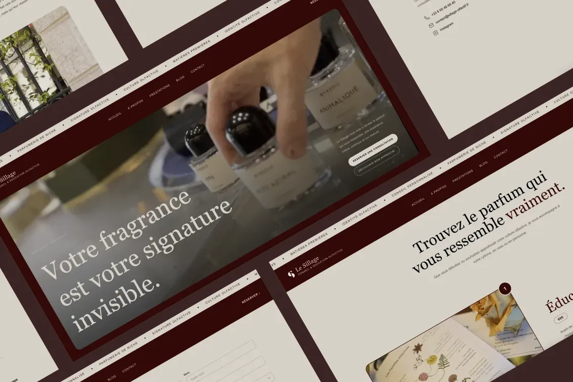 Réalisation du site web de Le Sillage, conseil olfactif personnalisé en Gironde